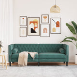 Canapé Chesterfield avec traversins 3 places vert foncé velours