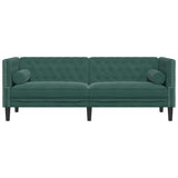 Canapé Chesterfield avec traversins 3 places vert foncé velours
