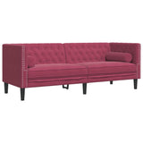 Canapé Chesterfield avec traversins 3 places velours