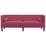 Canapé Chesterfield avec traversins 3 places velours