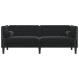 Canapé Chesterfield avec traversins 3 places noir velours