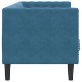 Canapé Chesterfield avec traversins 3 places bleu velours