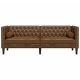 Canapé Chesterfield avec traversins 3 places similicuir daim