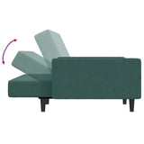 Canapé-lit à 2 places avec repose-pied vert foncé velours