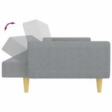 Canapé-lit à 2 places avec repose-pied gris clair tissu
