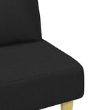 Canapé-lit à 2 places et oreillers et repose-pied noir tissu