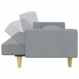 Canapé-lit à 2 places avec oreillers et repose-pied gris clair