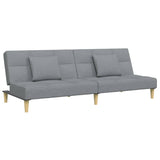 Canapé-lit à 2 places avec repose-pied gris clair tissu