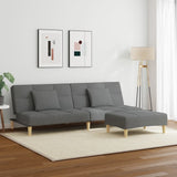 Canapé-lit à 2 places avec repose-pied gris foncé tissu