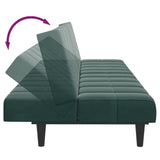 Canapé-lit à 2 places avec repose-pied vert foncé velours