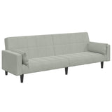 Canapé-lit à 2 places avec repose-pied gris clair velours