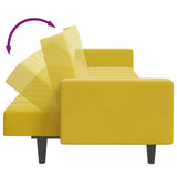 Canapé-lit à 2 places avec repose-pied jaune velours