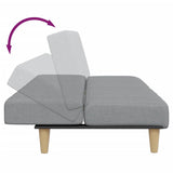 Canapé-lit à 2 places avec repose-pied gris clair tissu