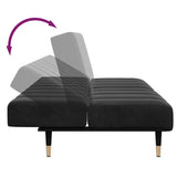 Canapé-lit à 2 places avec repose-pied noir velours