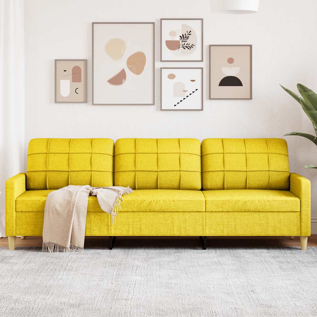 Canapé à 3 places Jaune clair 210 cm Tissu