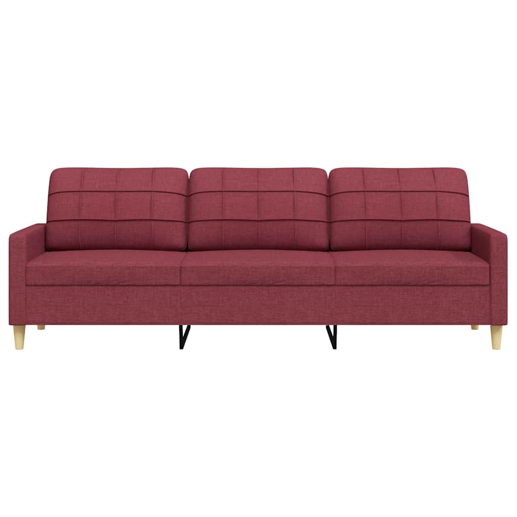Canapé à 3 places Rouge bordeaux 210 cm Tissu