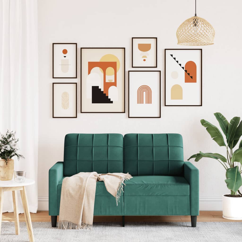 Canapé à 2 places Vert foncé 120 cm Velours