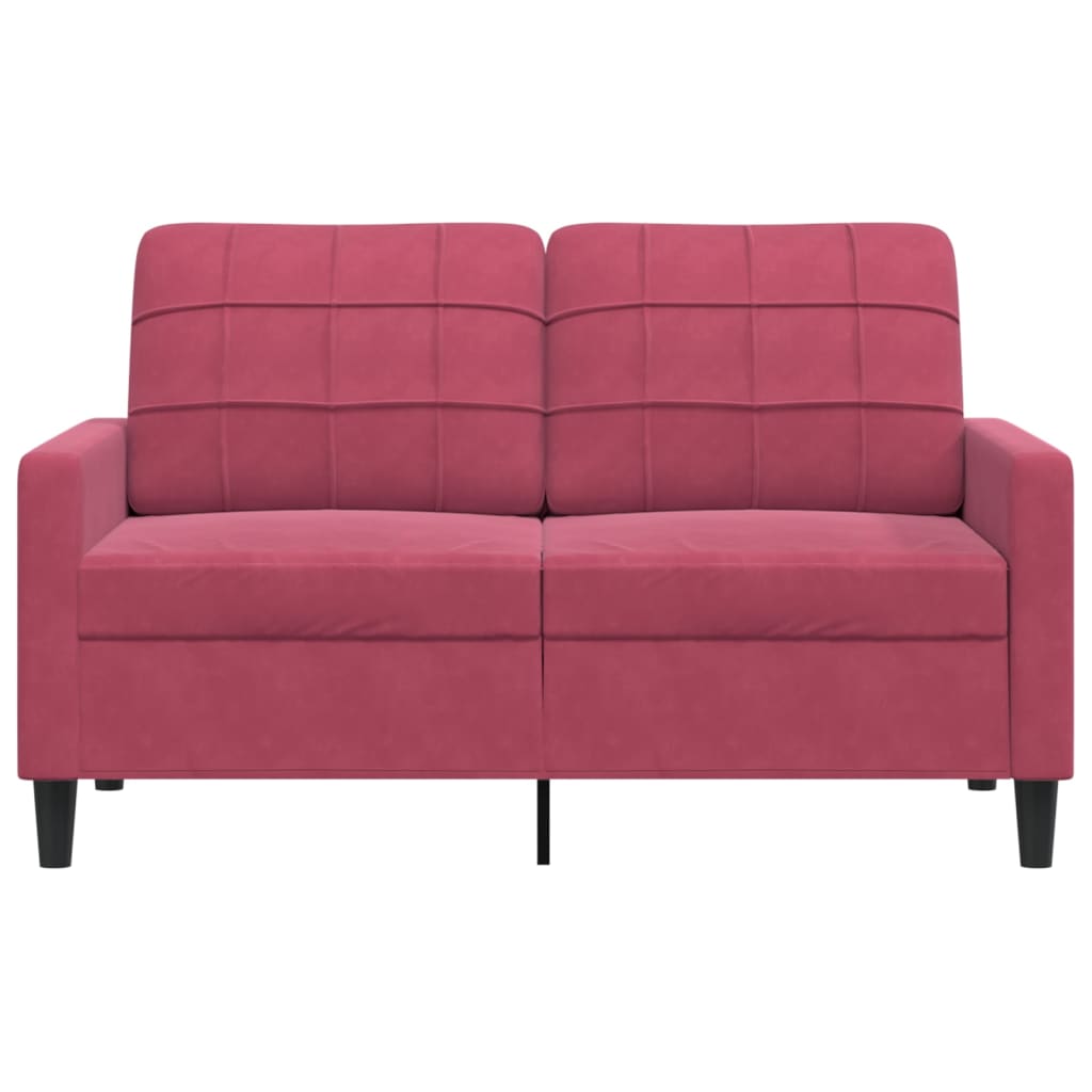 Canapé à 2 places Rouge bordeaux 120 cm Velours