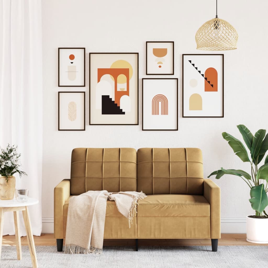 Canapé à 2 places Marron 120 cm Velours