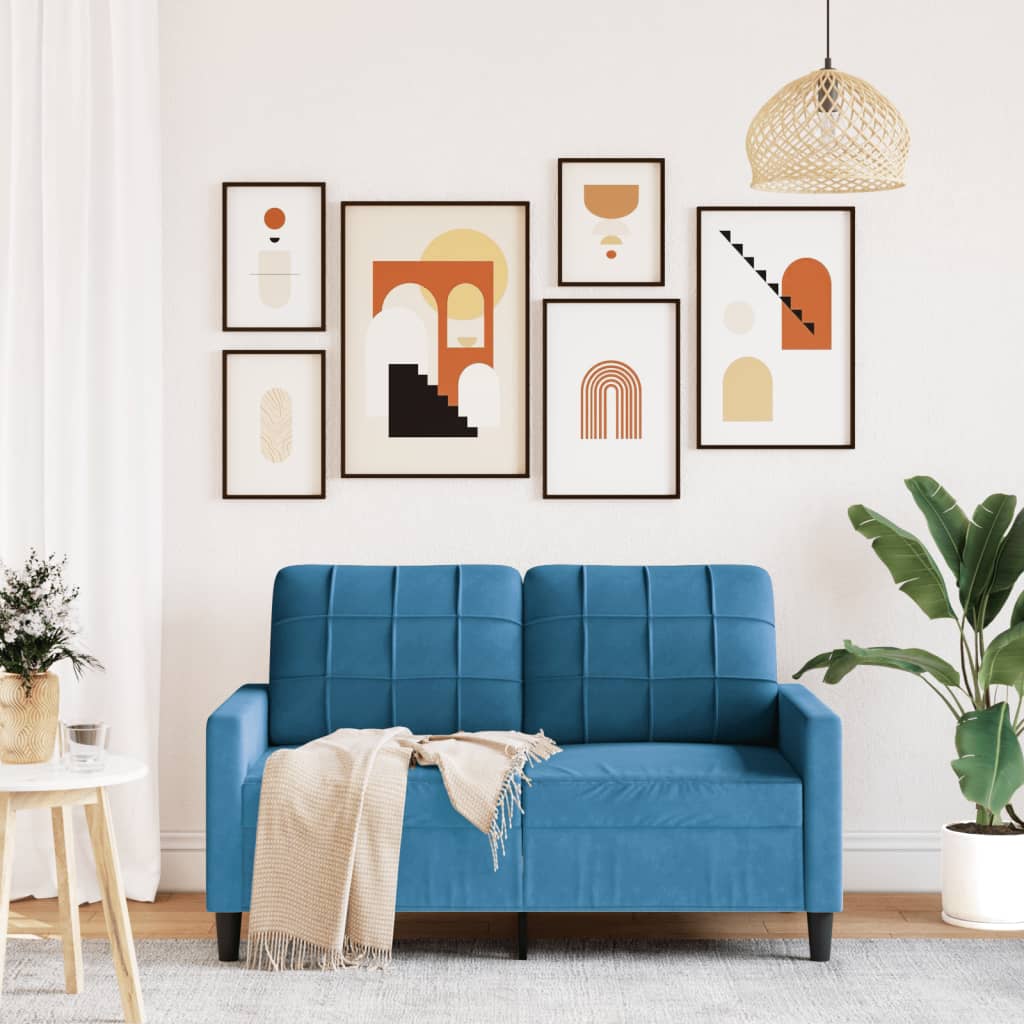 Canapé à 2 places Bleu 120 cm Velours
