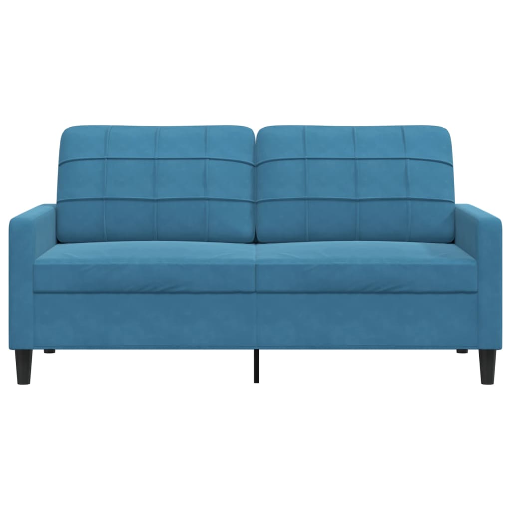 Canapé à 2 places Bleu 140 cm Velours