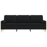 Canapé 3 places avec oreillers décoratifs noir 210 cm tissu