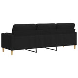 Canapé 3 places avec oreillers décoratifs noir 210 cm tissu
