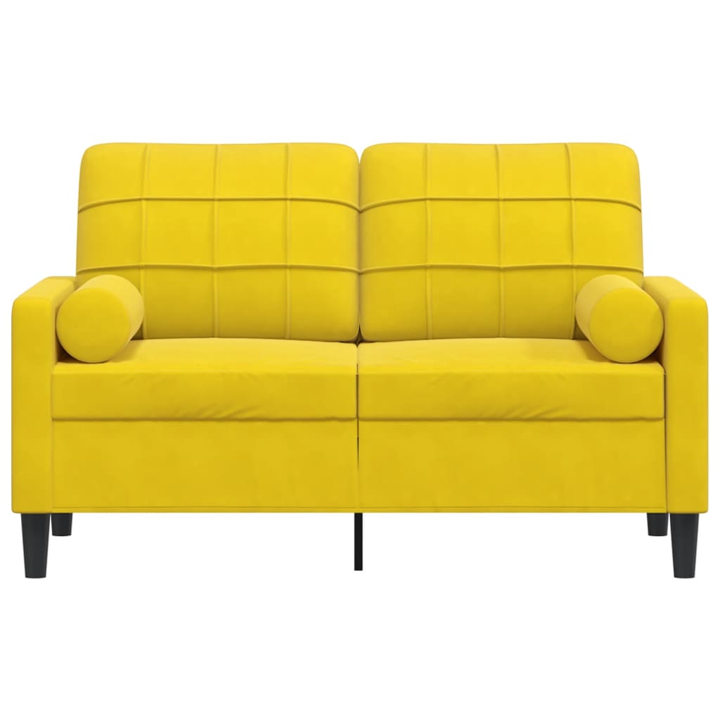 Canapé 2 places avec oreillers décoratifs jaune 120 cm velours