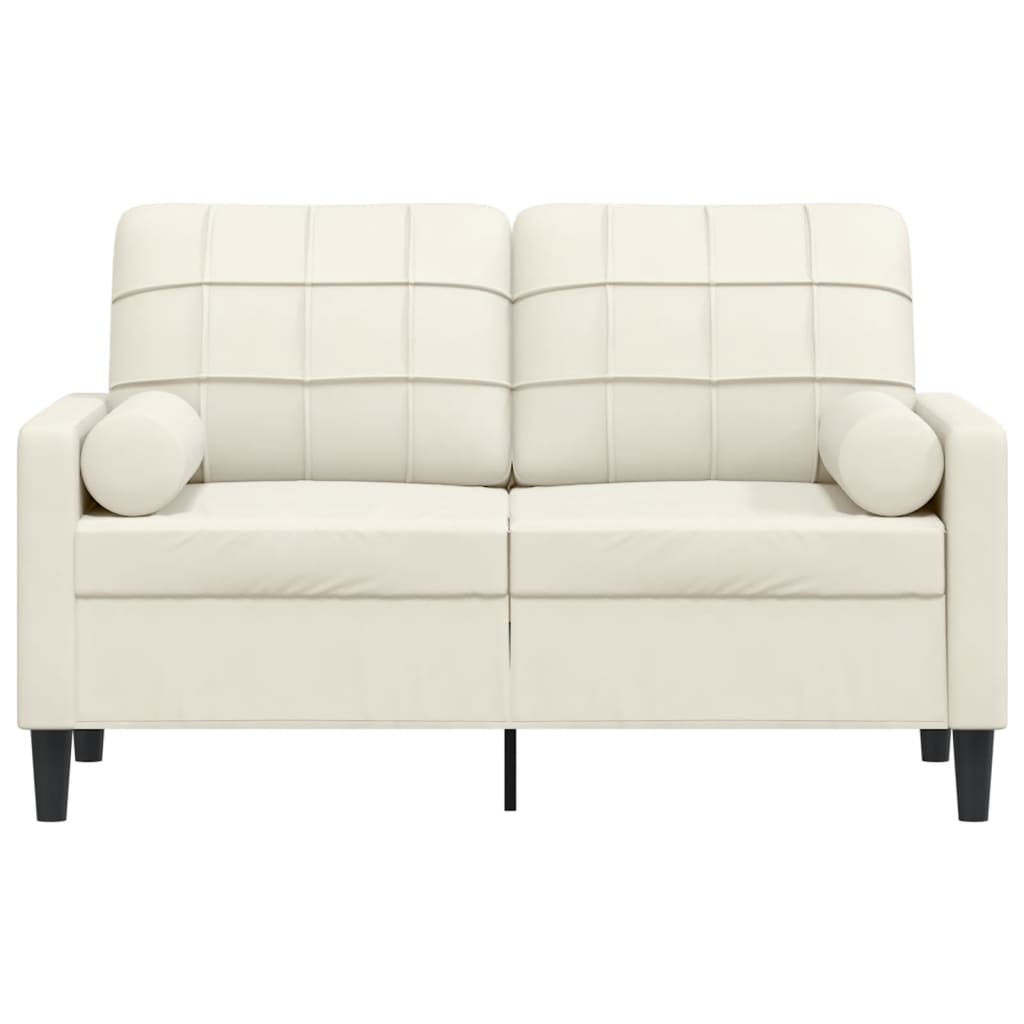 Canapé 2 places avec oreillers décoratifs crème 120 cm velours