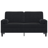 Canapé 2 places avec oreillers décoratifs noir 140 cm velours