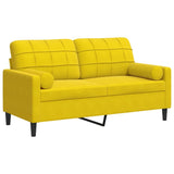 Canapé 2 places avec oreillers décoratifs jaune 140 cm velours