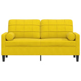 Canapé 2 places avec oreillers décoratifs jaune 140 cm velours