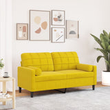 Canapé 2 places avec oreillers décoratifs jaune 140 cm velours
