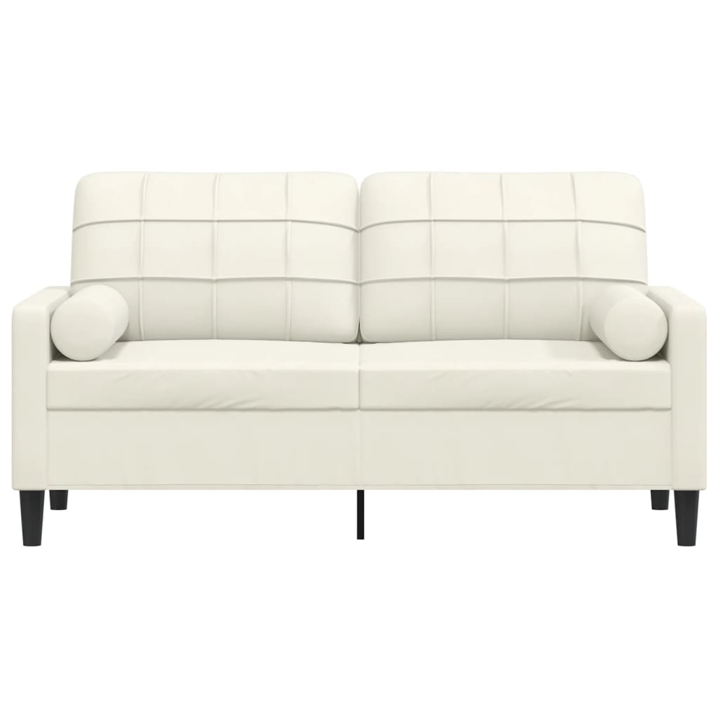 Canapé 2 places avec oreillers décoratifs crème 140 cm velours