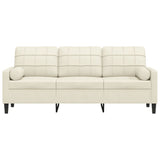 Canapé 3 places avec oreillers décoratifs crème 180 cm velours