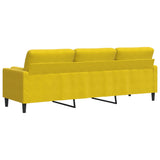 Canapé 3 places avec oreillers décoratifs jaune 210 cm velours