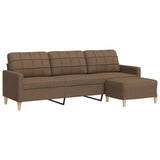 Canapé à 3 places avec repose-pieds Marron 210 cm Tissu