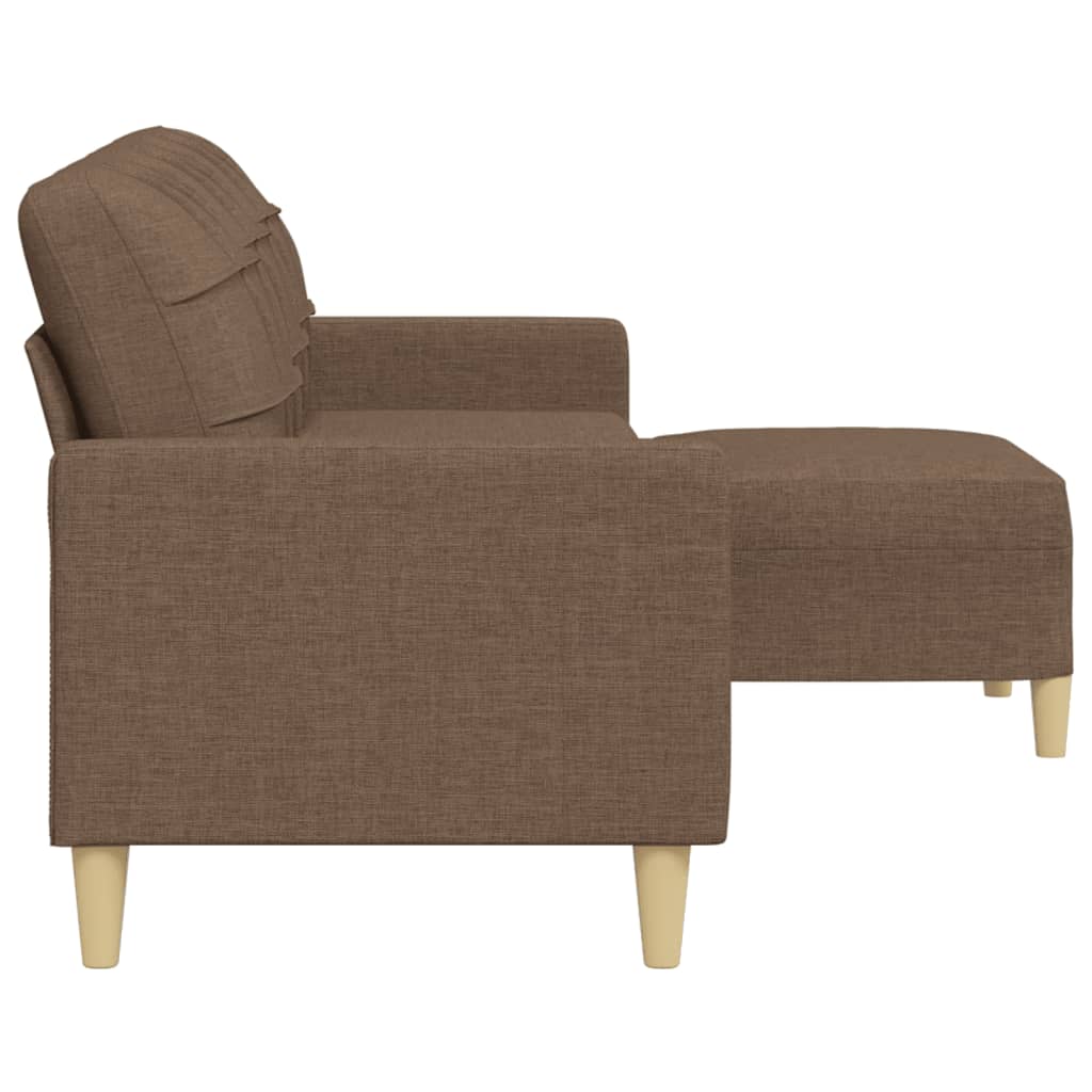Canapé à 3 places avec repose-pieds Marron 210 cm Tissu