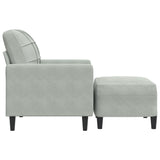 Fauteuil avec repose-pied Gris clair 60 cm Velours