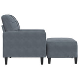 Fauteuil avec repose-pied Gris foncé 60 cm Velours