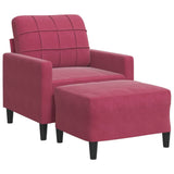 Fauteuil avec repose-pied Rouge bordeaux 60 cm Velours
