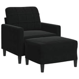 Fauteuil avec repose-pied Noir 60 cm Velours