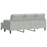 Canapé à 3 places avec repose-pieds Gris clair 180 cm Velours