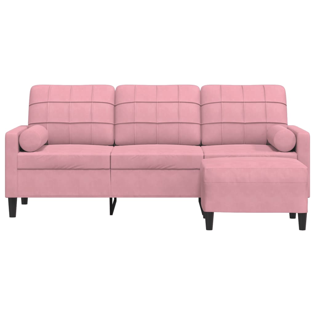 Canapé à 3 places avec repose-pieds Rose 180 cm Velours