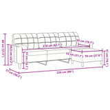 Canapé à 3 places avec repose-pieds Noir 210 cm Velours