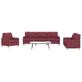 Ensemble de canapés 3 pcs rouge bordeaux tissu