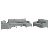 Ensemble de canapés 4 pcs avec repose-pied gris clair tissu