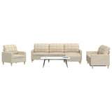 Ensemble de canapés 4 pcs avec repose-pied crème tissu