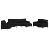 Ensemble de canapés 4 pcs avec repose-pied noir tissu