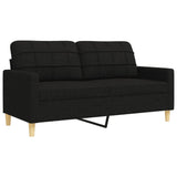 Ensemble de canapés 3 pcs avec coussins décoratifs noir tissu